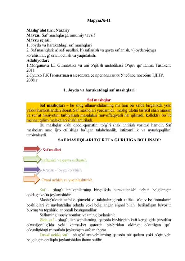 Mashqlar nazoratini o‘tkazish