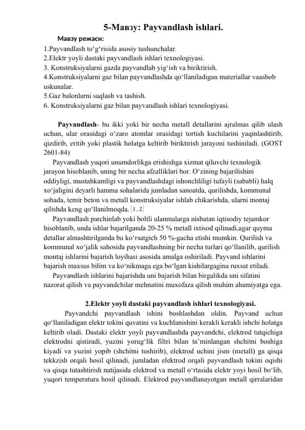 Payvandlash ishlari