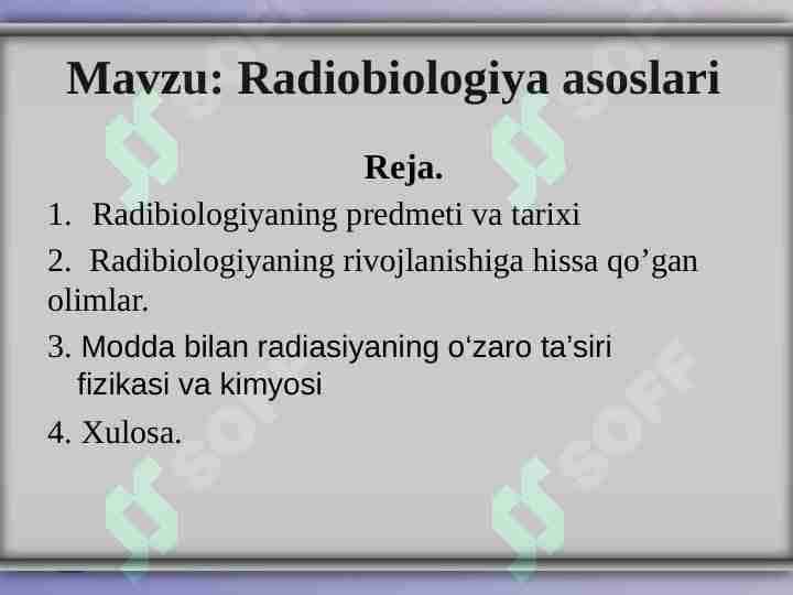 Radiobiologiya asoslari