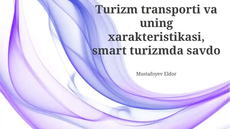 Turizm transporti va uning xarakteristikasi, smart turizmda savdo