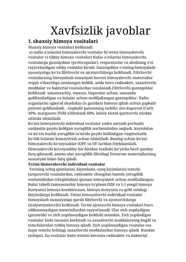 Shaxsiy himoya vositalari