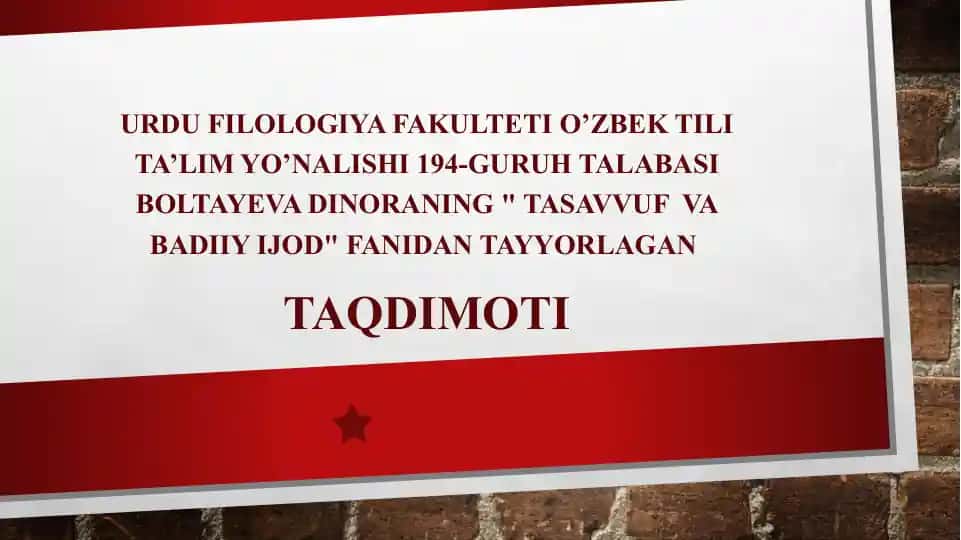 "Tasavvuf va Badiiy Ijod: Boqirg’on Kitobi"