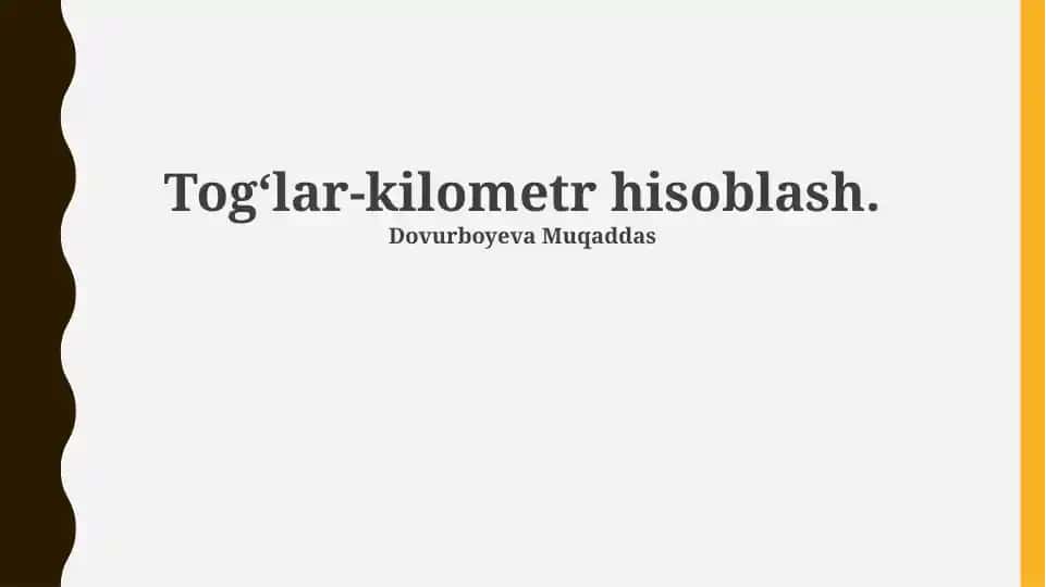 Togʻlar-kilometr hisoblash