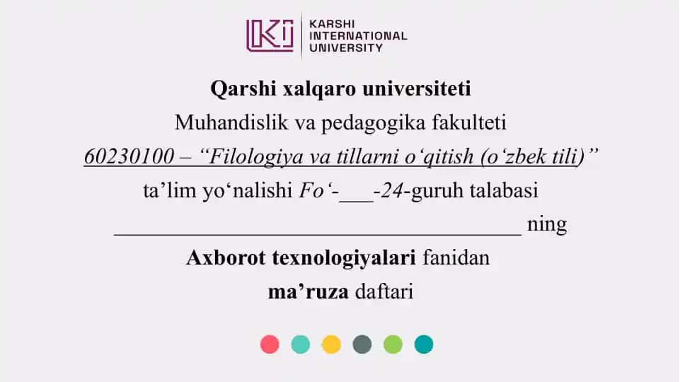 Axborot texnologiyalari fanidan ma’ruza daftari: Internet tarmog‘idan foydalanish bo‘yicha sog‘lom muhitni shakllantirish