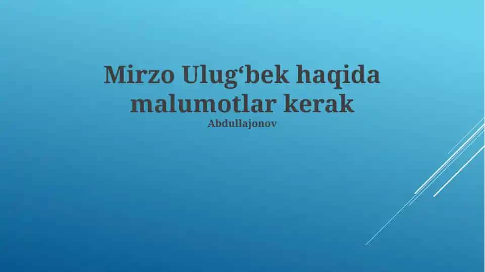 Mirzo Ulug‘bek