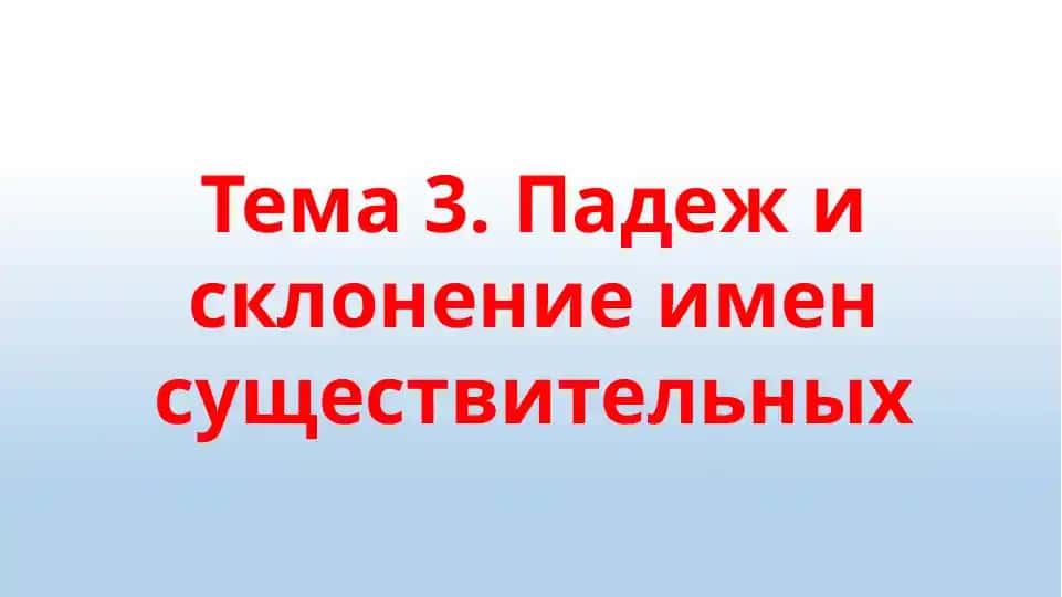 Падеж и склонение имен существительных