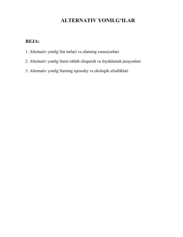 Alternativ yonilgʻilar