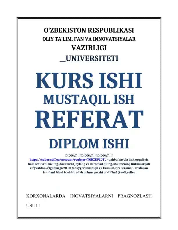 Korxonalarda innovatsiyalarni bashorat qilish va innovatsion strategiyalar
