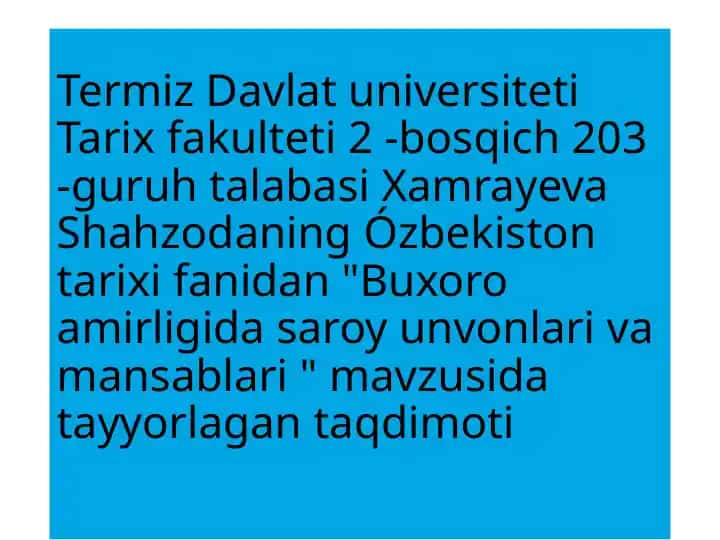 Buxoro amirligida saroyun vonlari va mansablari