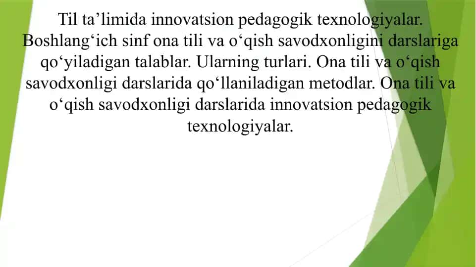 Til ta’limida innovatsion pedagogik texnologiyalar