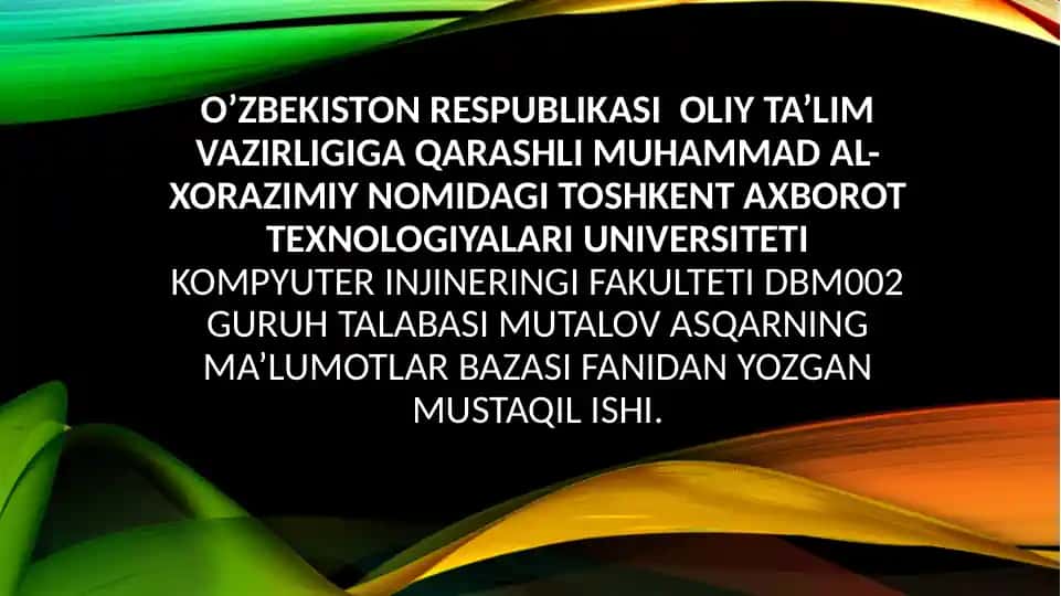 Ma`lumotlarbazasi nirelyatsion modeli