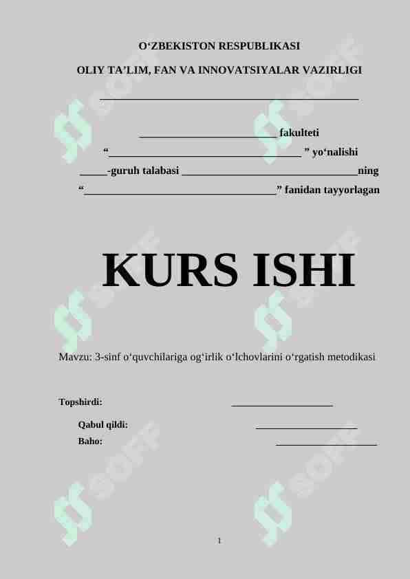 3-sinf o‘quvchilariga og‘irlik o‘lchovlarini o‘rgatish metodikasi