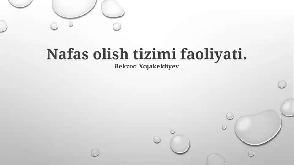 Nafas olish tizimi faoliyati