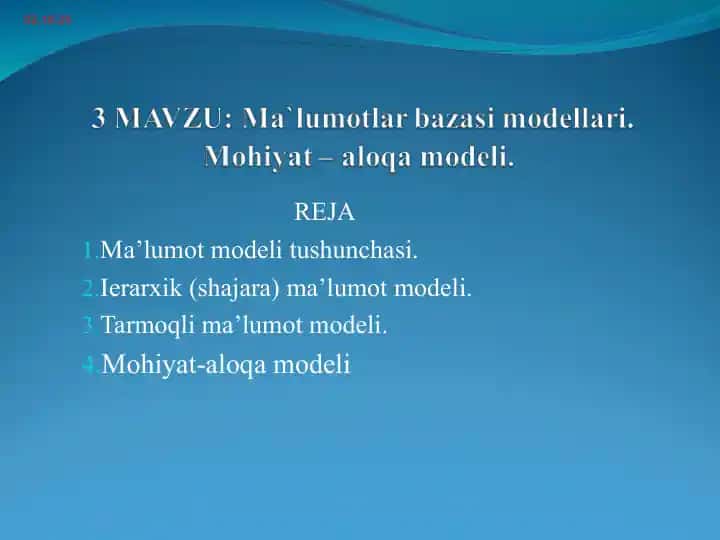 Ma’lumot modeli tushunchasi