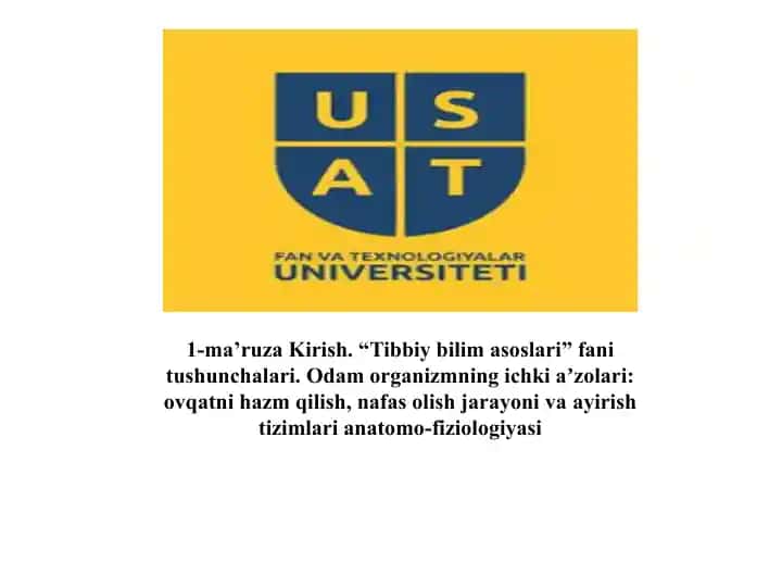 "Tibbiy bilim asoslari" fani tushunchalari