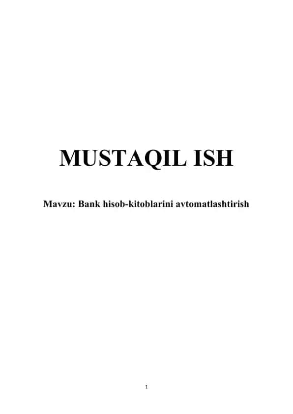 Bank hisob-kitoblarini avtomatlashtirish