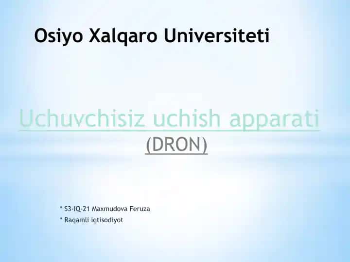 Uchuvchisiz uchish apparati (DRON)