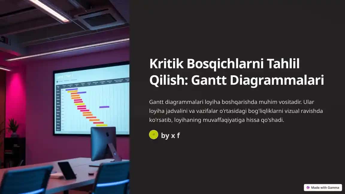 Kritik Bosqichlarni Tahlil Qilish: Gantt Diagrammalari