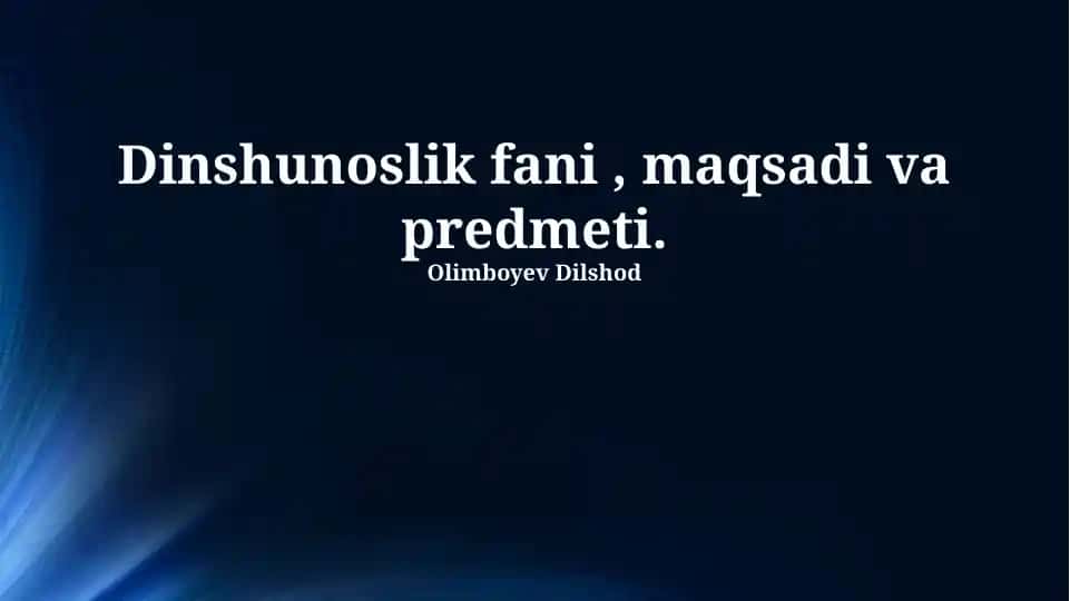 Dinshunoslik fani
