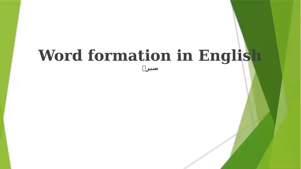 Word formation in English