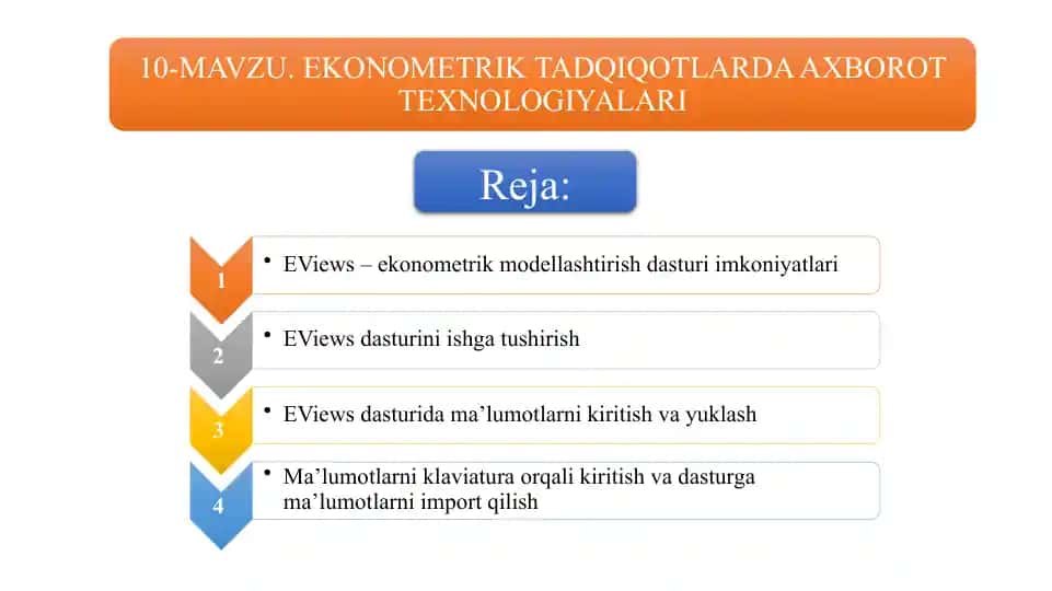 EViews – ekonometrik modellashtirish dasturi
