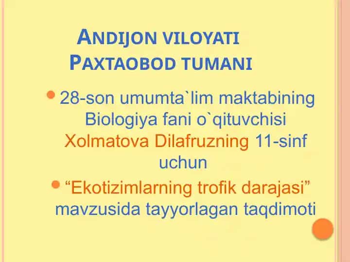 "Ekotizimlarning trofik darajasi"