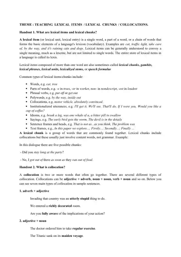Lexical Items va Lexical Chunks haqida