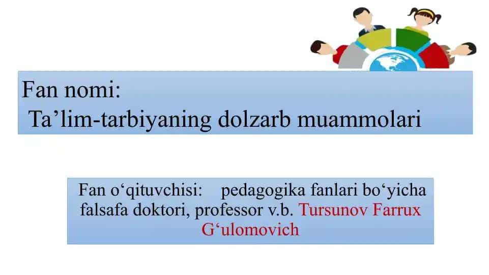 Ta'lim-tarbiya jarayonida bo‘lajak o‘qituvchilarning ma’naviyatini shakllantirish texnologiyasi