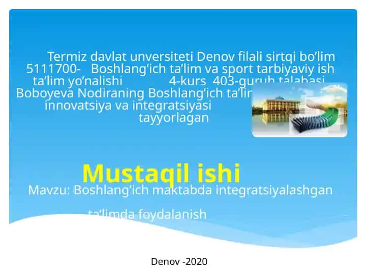 Boshlang’ich maktabda integratsiyalashgan ta’limda foydalanish