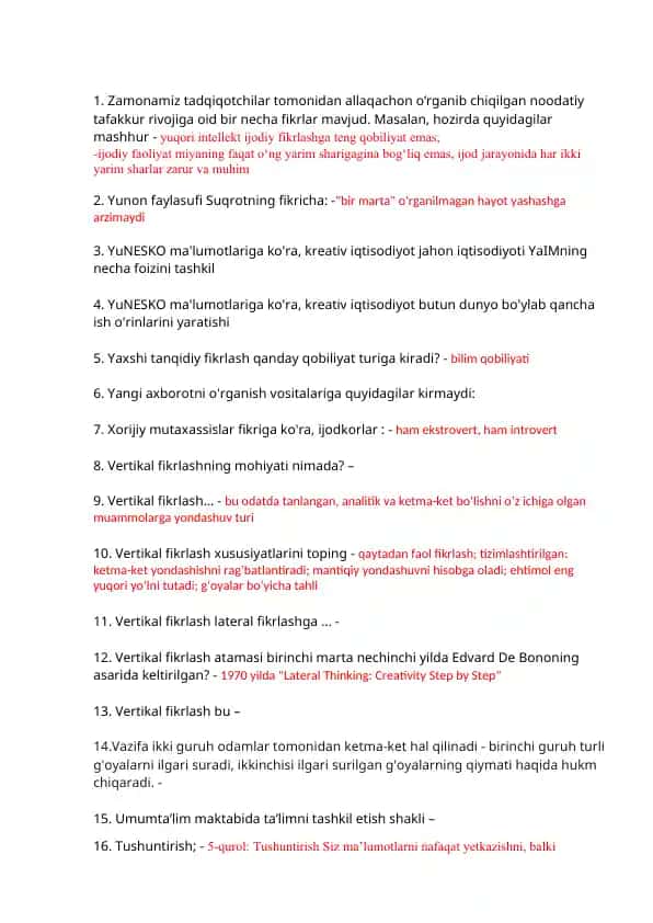 Ijodiy va tanqidiy fikrlash bo‘yicha taqdimot