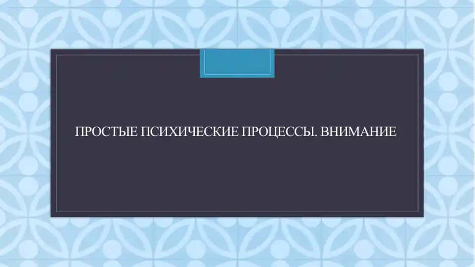 Простые Психические процессы. Внимание