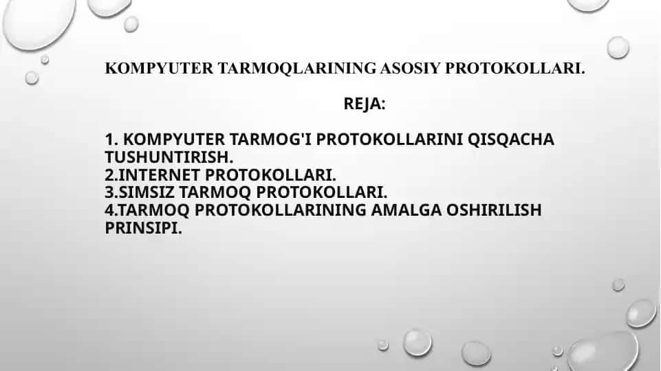 Kompyuter tarmoqlarining asosiy protokollari