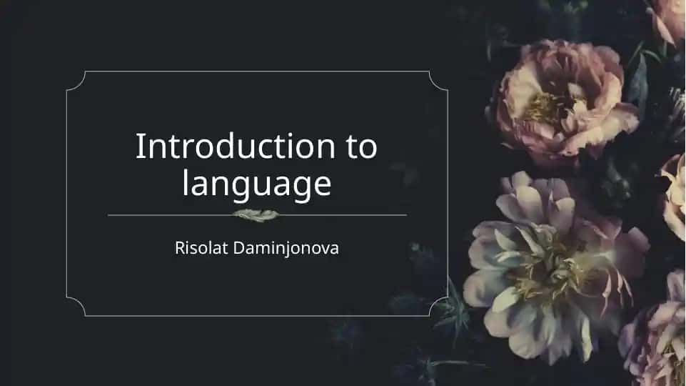 Introduction to language