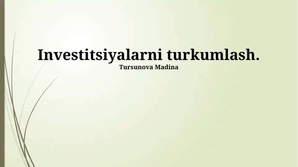 Investitsiyalarni turkumlash