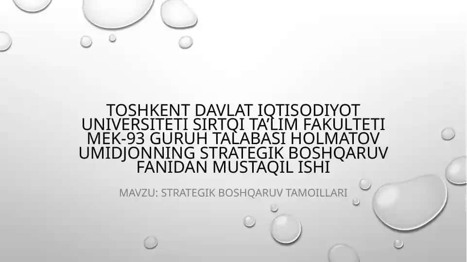 Strategik Boshqaruv Nima?