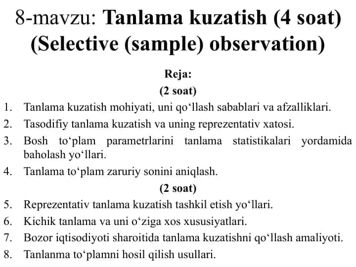 Tanlama kuzatish (Selective (sample) observation)