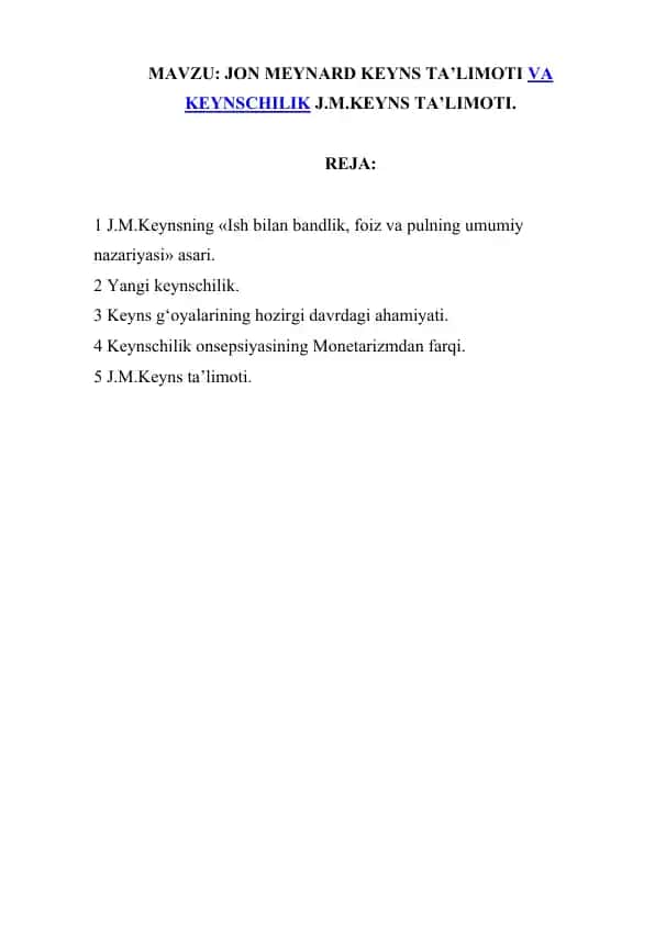Jon Meynard Keyns ta'limoti