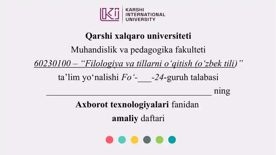 Filologiya va tillarni o'qitish (o'zbek tili)