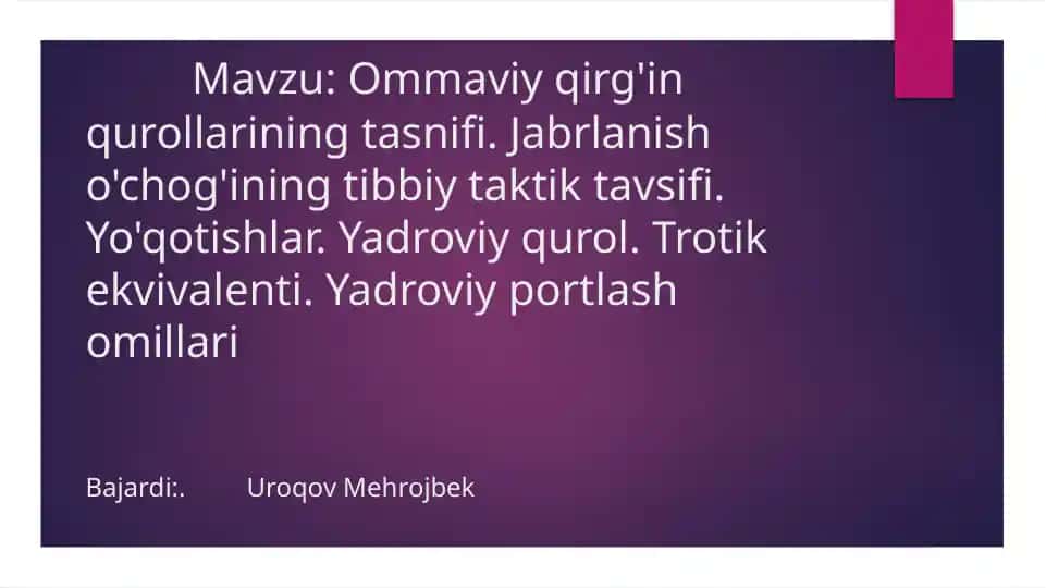Ommaviy qirg'in qurollarining tasnifi