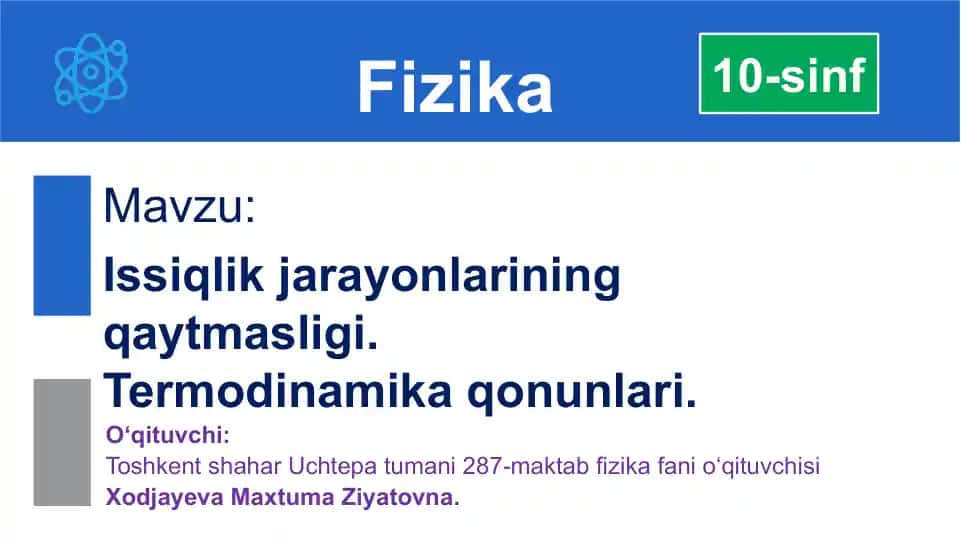 Qaytar va qaytmas jarayonlar