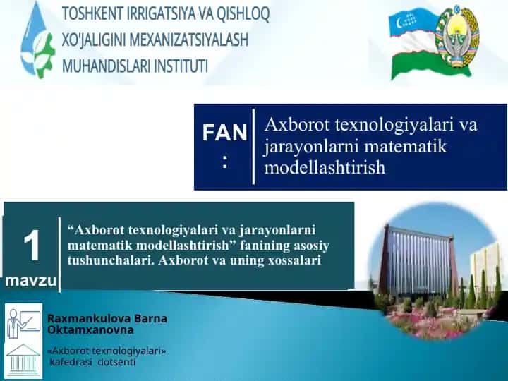 "Axborot texnologiyalari va jarayonlarni matematik modellashtirish"