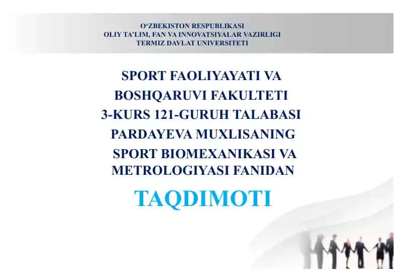 Sport biomexanikasi va metrologiyasi faniga oid taqdimot