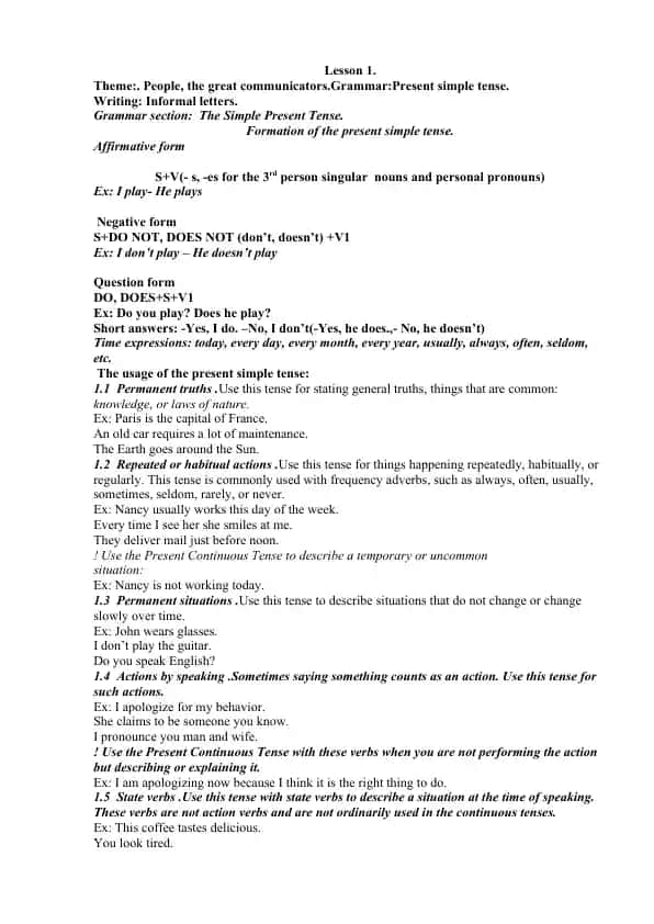 Present Simple Tense