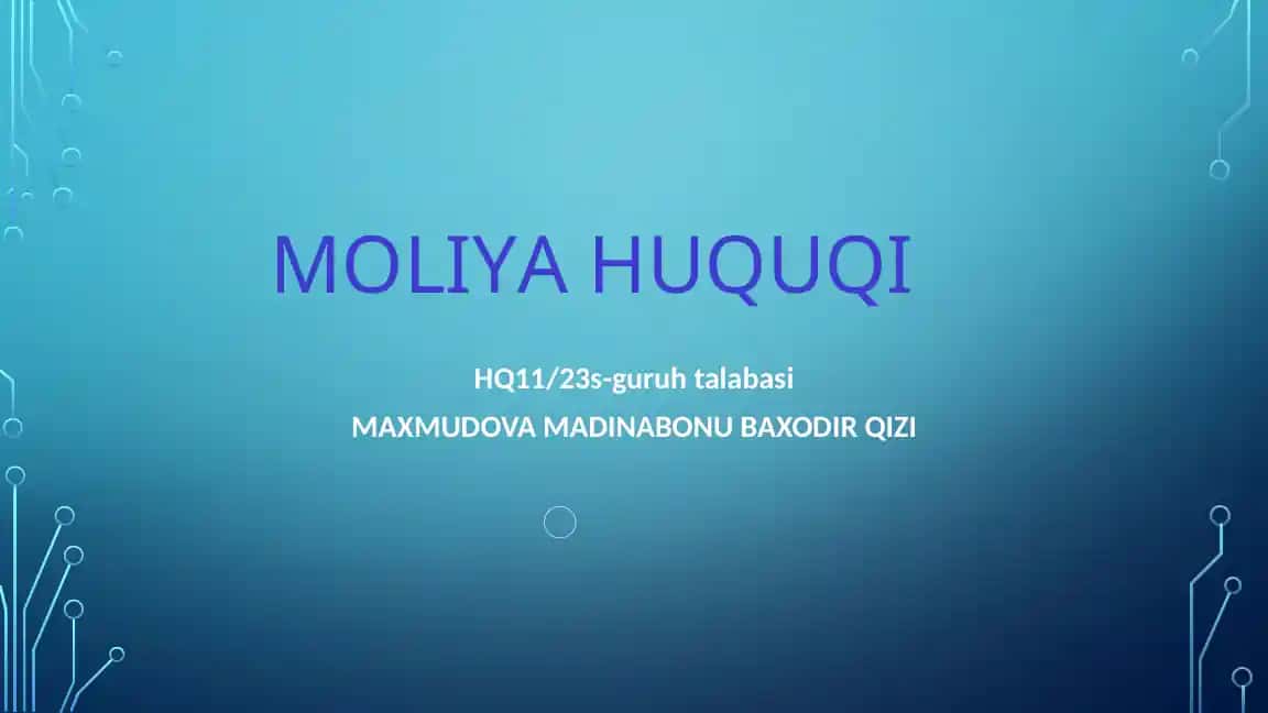 MOLIYAVIY HUQUQIY