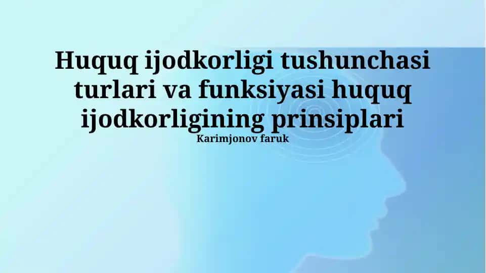 Huquq ijodkorligi tushunchasi turlari va funksiyasi huquq ijodkorligining prinsiplari