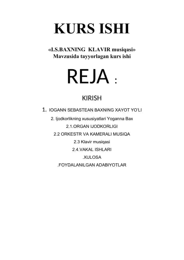 I.S.BAXNING KLAVIR musiqasi