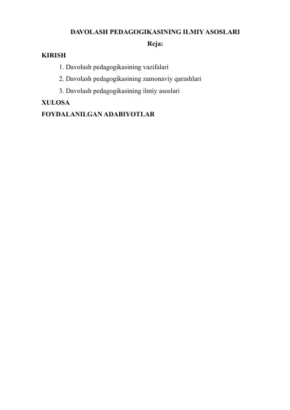 Davolash pedagogikasining ilmiy asoslari