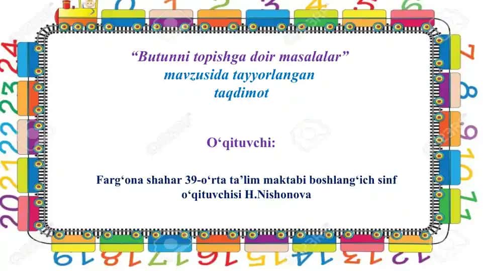"Butunni topishga doir masalalar"