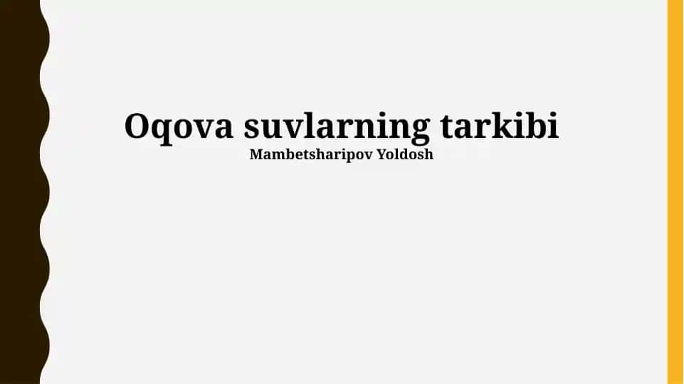 Oqova suvlarning tarkibi