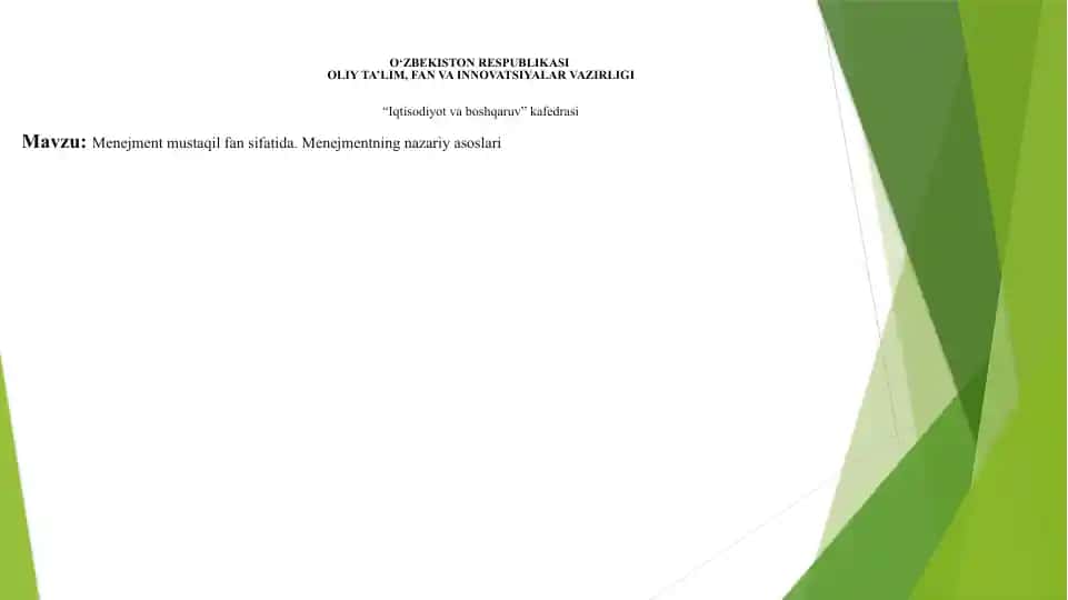 Menejmentning nazariy asoslari